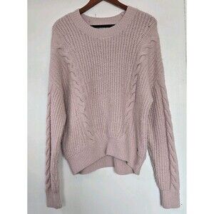 Abercrombie & Fitch Sweater Womens M Pink Cable Knit Pullover Chunky Cozy Winter